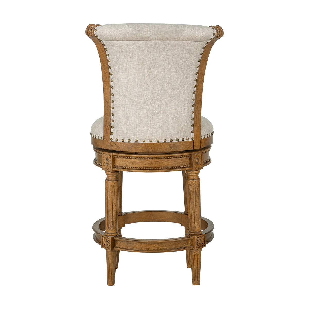 ROME + OAK Runyan 26" Swivel Counter Stool, Weathered Oak, Sand Fabric, Set of 4