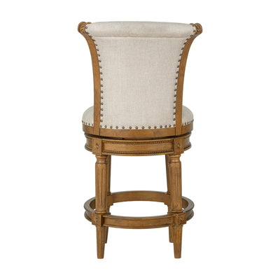 ROME + OAK Runyan 26" Swivel Counter Stool, Weathered Oak, Sand Fabric, Set of 2