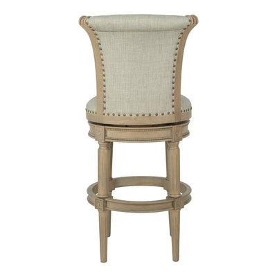 ROME + OAK Runyan 31" Swivel Bar Stool, Reclaimed Oak, Ash Grey Fabric, Set of 3