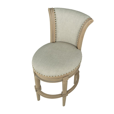 ROME + OAK Runyan 31" Swivel Bar Stool, Reclaimed Oak, Ash Grey Fabric, Set of 3