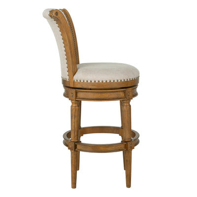 ROME + OAK Runyan 31" Swivel Bar Stool, Weathered Oak with Sand Fabric, Set of 2