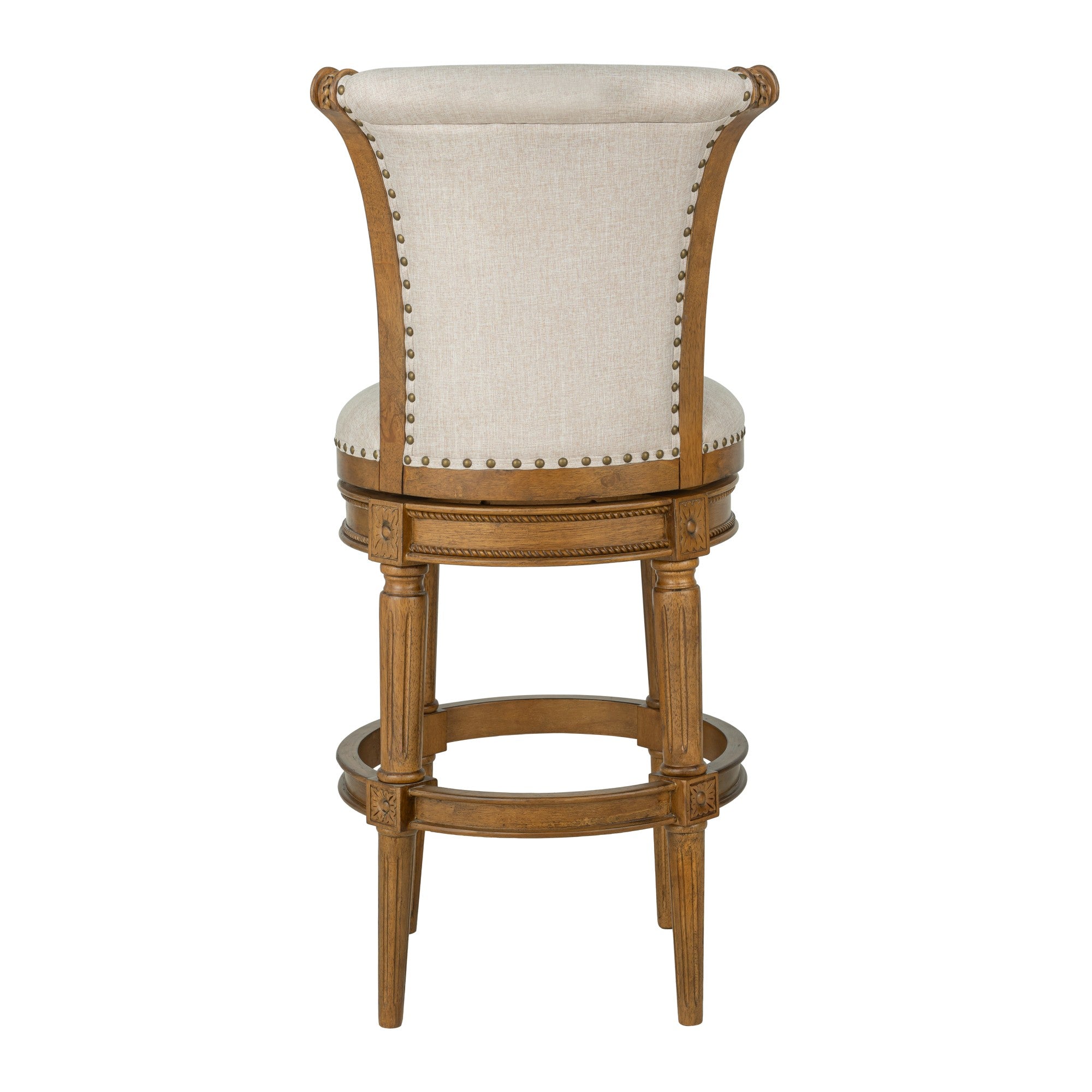 ROME + OAK Runyan 31" Swivel Bar Stool, Weathered Oak with Sand Fabric, Set of 3