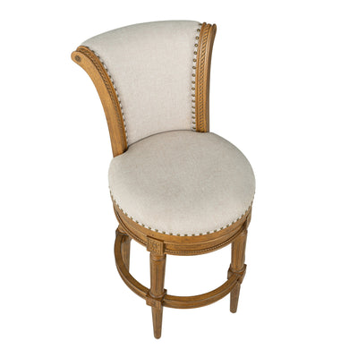 ROME + OAK Runyan 31" Swivel Bar Stool, Weathered Oak with Sand Fabric, Set of 3
