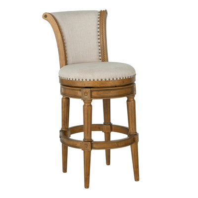 ROME + OAK Runyan 31" Swivel Bar Stool, Weathered Oak with Sand Fabric, Set of 3