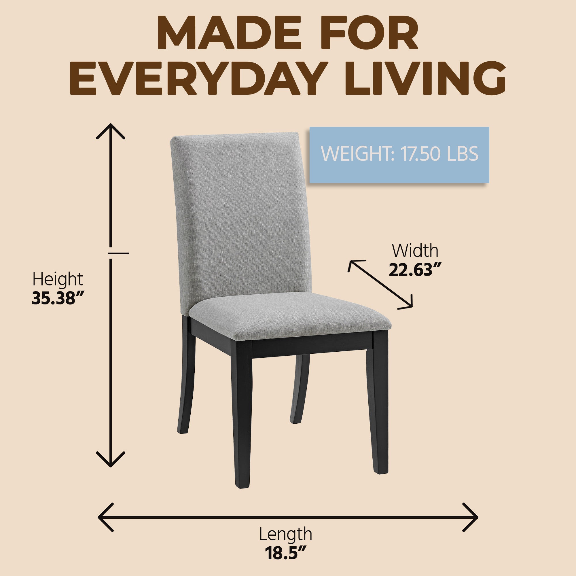 ROME + OAK Dining Set w/2 Remy Grey Fabric Chairs & Drop Leaf 22-36" Table,Black - VMInnovations