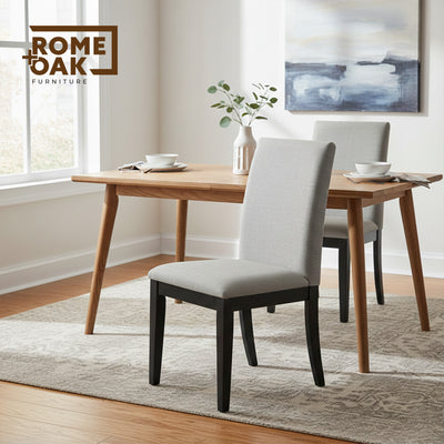 ROME + OAK Remy Dining Chair in Black Finish with Ash Grey Fabric Seat, Set of 4 - VMInnovations