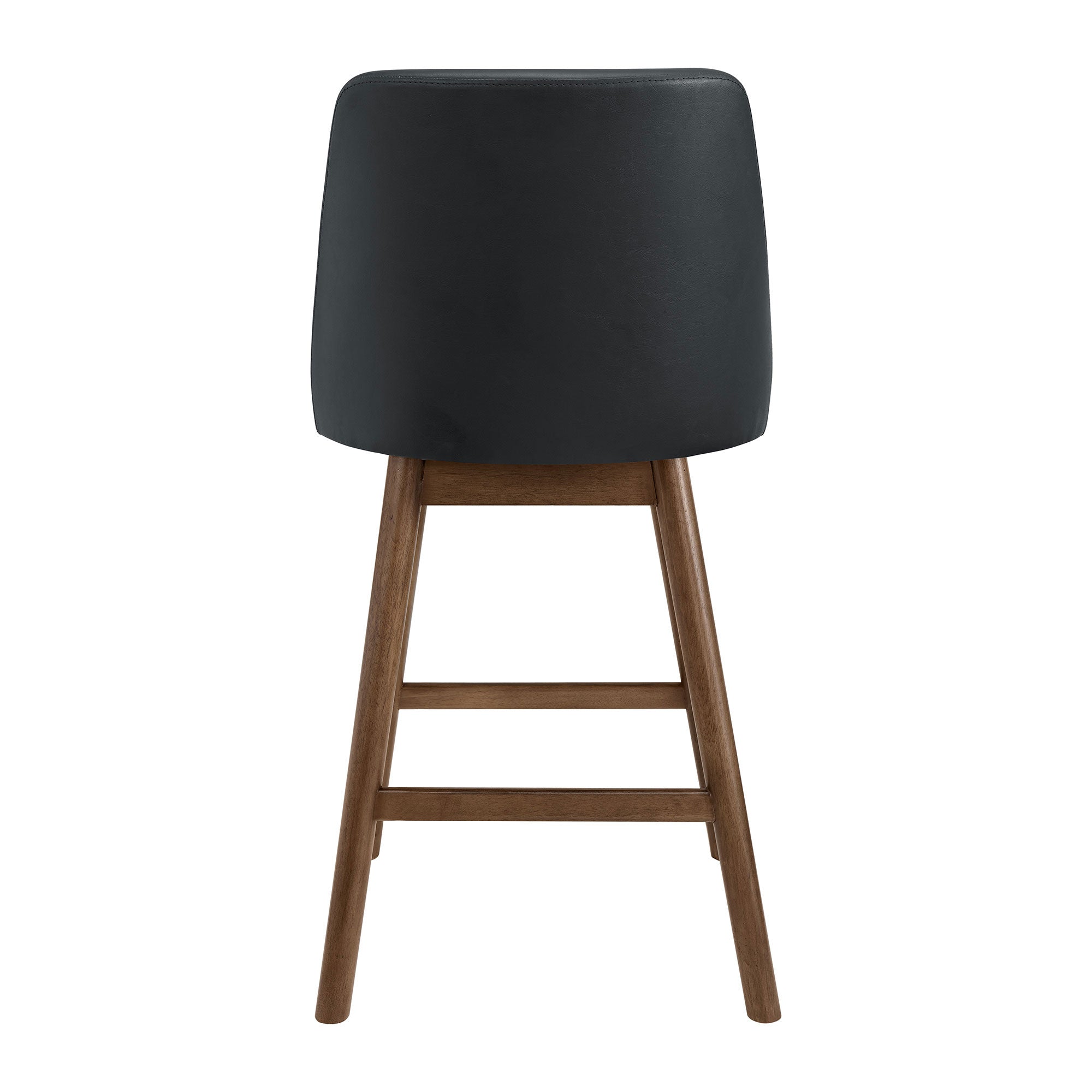 ROME + OAK Rowan 26" Swivel Counter Stool, Walnut, Black Vegan Leather, Set of 3