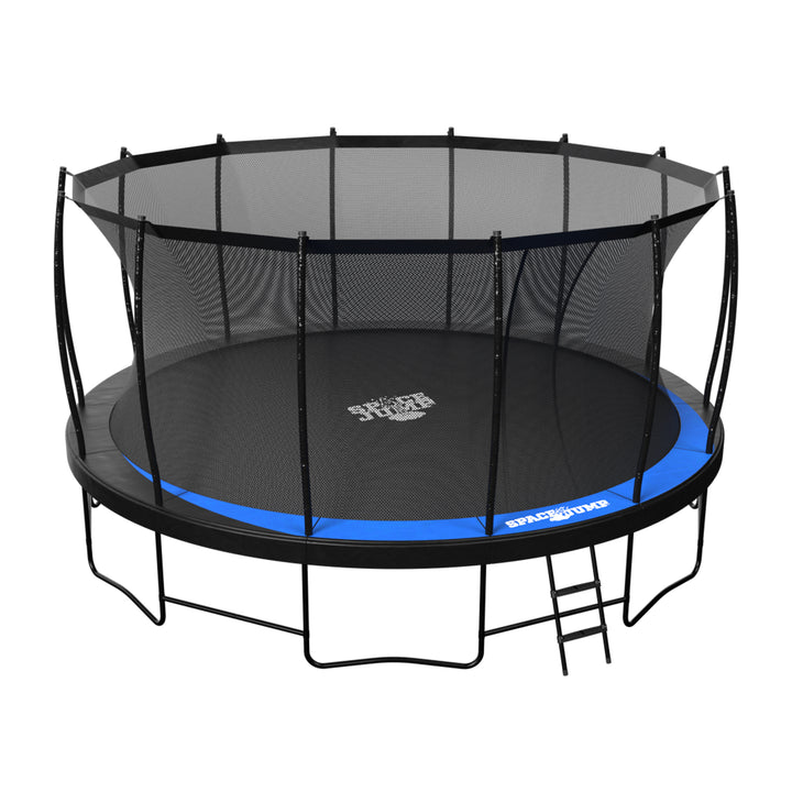 SpaceJump Lunar 16 Foot Trampoline, Outdoor Round Bouncer with Safety Net, Black
