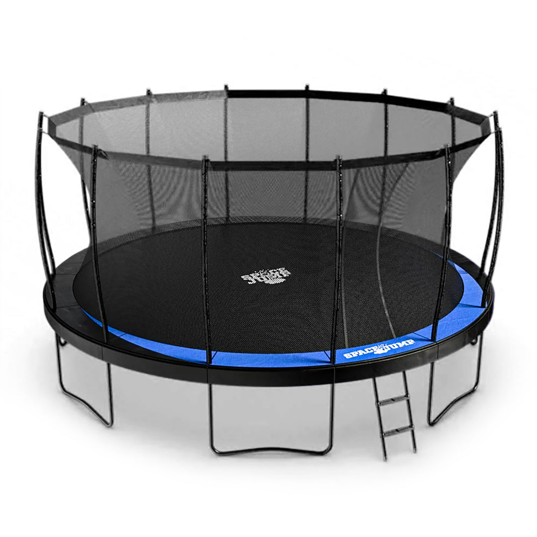 SpaceJump Lunar 16 Foot Trampoline, Outdoor Round Bouncer with Safety Net, Black