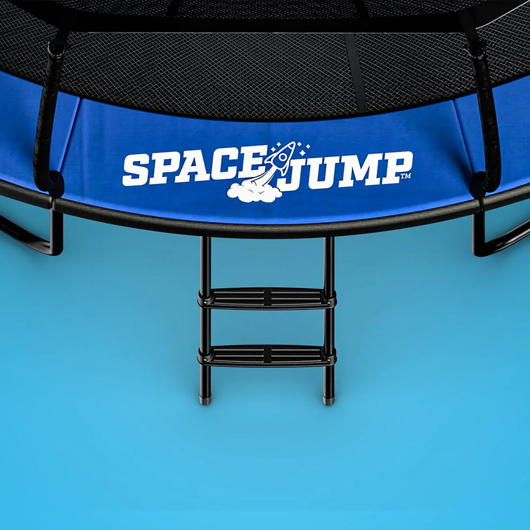 SpaceJump Lunar 16 Foot Trampoline, Outdoor Round Bouncer with Safety Net, Black
