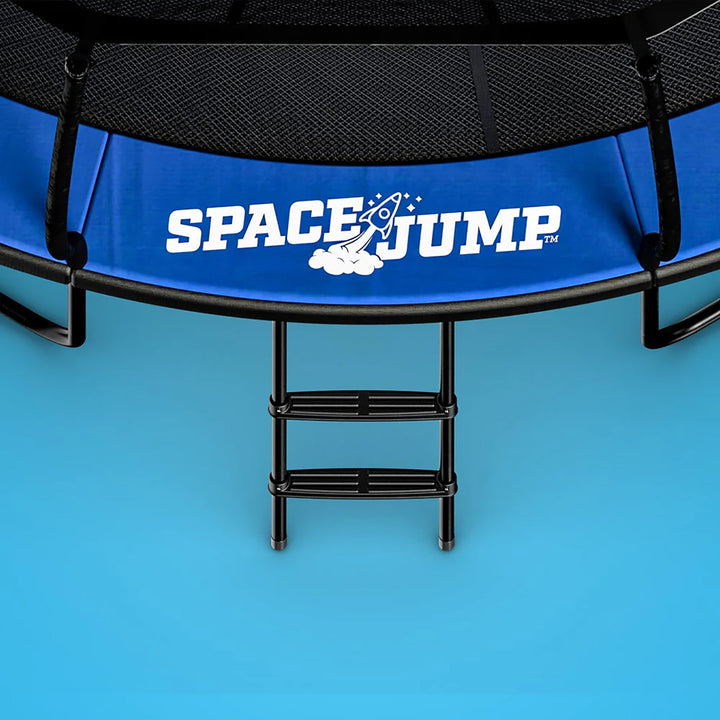 SpaceJump Lunar 16 Foot Trampoline, Outdoor Round Bouncer with Safety Net, Black