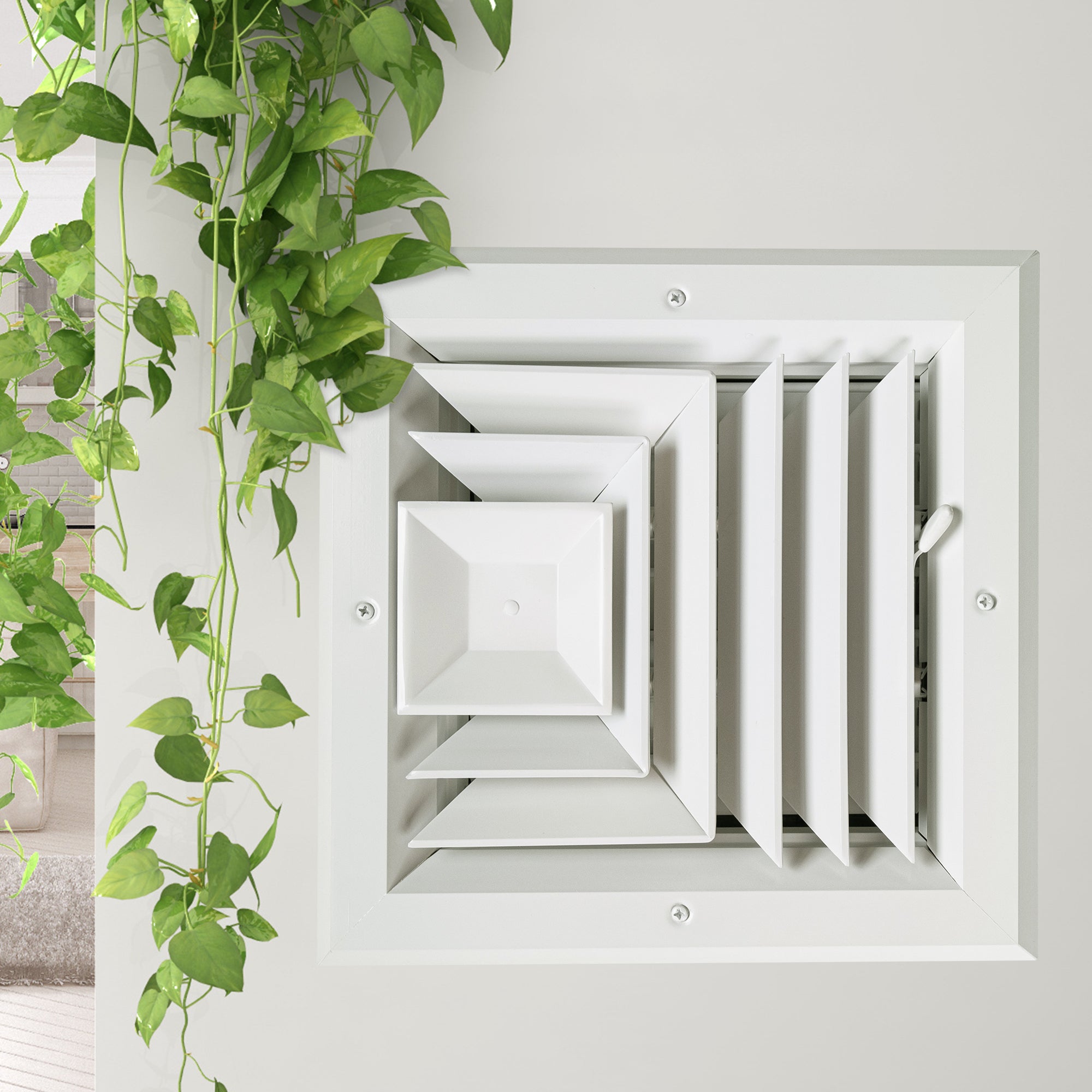 Hart & Cooley 10x10 Aluminum 3-Way Ceiling Diffuser, Multi-Shutter Damper (Used) - VMInnovations