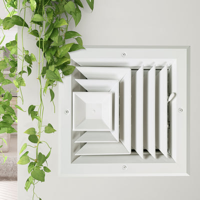Hart & Cooley 10x10 Aluminum 3-Way Ceiling Diffuser, Multi-Shutter Damper (Used) - VMInnovations