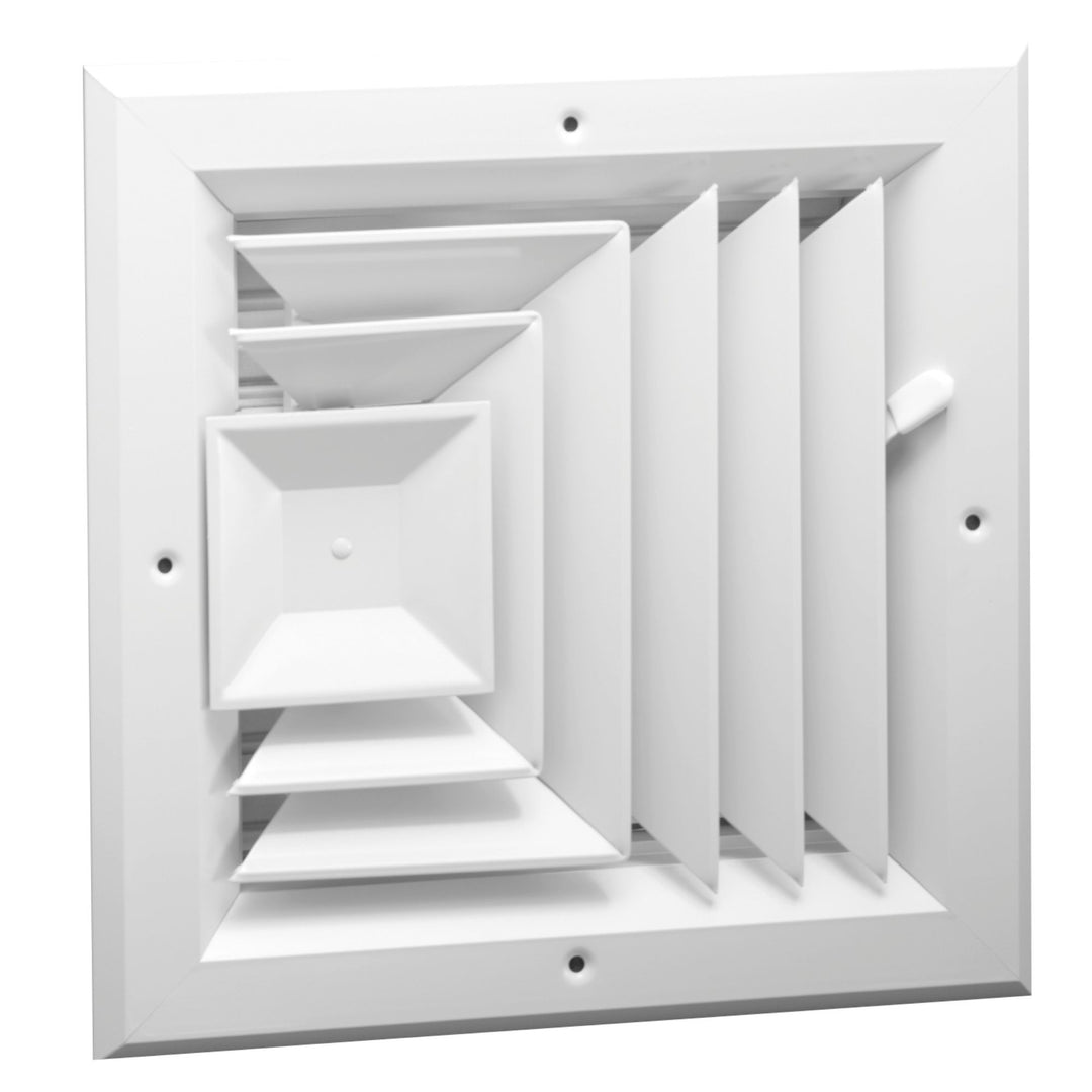 Hart & Cooley 10x10 Aluminum 3-Way Ceiling Diffuser, Multi-Shutter Damper, White