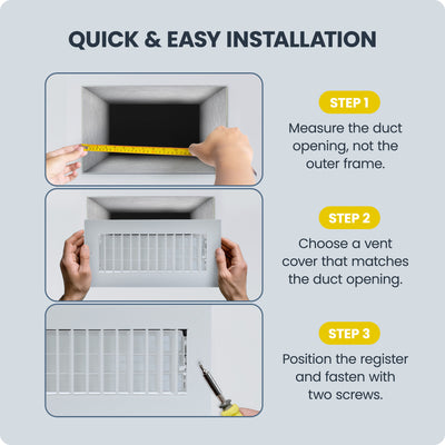Hart & Cooley 6" x 12" Aluminum Floor Register, HVAC Air Vent Cover, White - VMInnovations