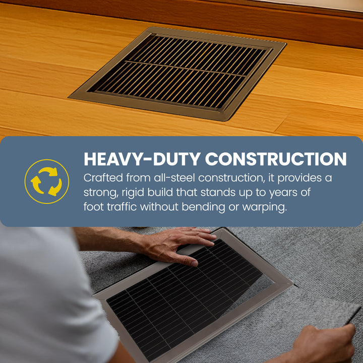 Hart & Cooley 6" x 24" Heavy Duty Steel Floor Grille, HVAC Vent Cover, Brown