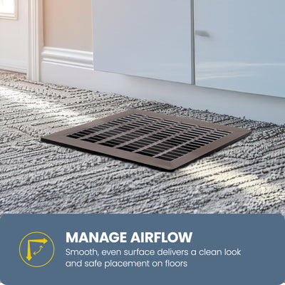 Hart & Cooley 8" x 12" Heavy Duty Steel Floor Grille, HVAC Vent Cover, Brown - VMInnovations