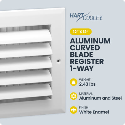 Hart & Cooley 12"x12" Aluminum Curved Blade Register Multi-Shutter Damper, 1-Way - VMInnovations
