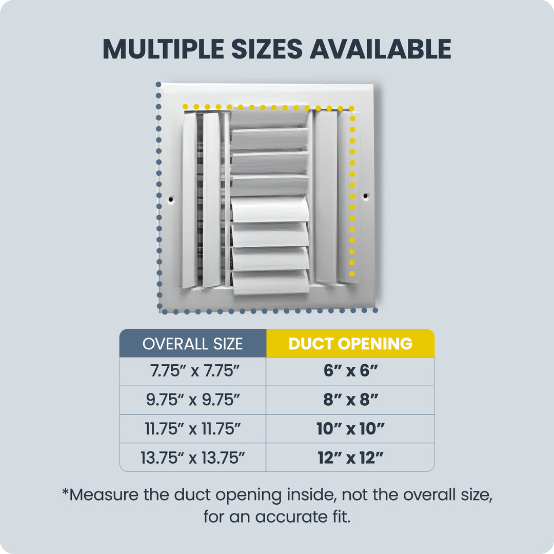Hart & Cooley 10"x10" Aluminum Curved Blade Register Multi-Shutter Damper, 4-Way