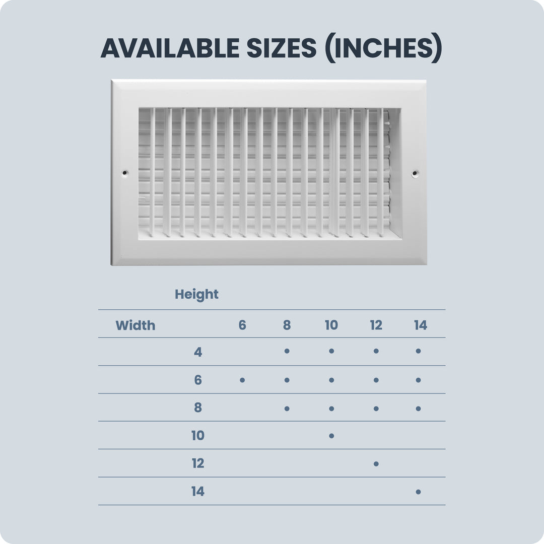 Hart & Cooley 8 x 6 Inch Air Vent Cover, Register w/Multi-Shutter Damper, White