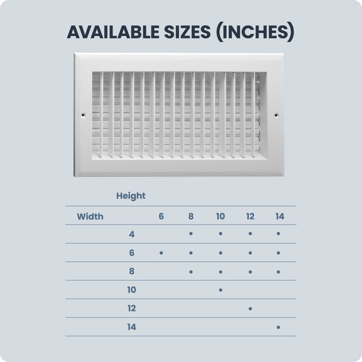 Hart & Cooley 8 x 6 Inch Air Vent Cover, Register w/Multi-Shutter Damper, White