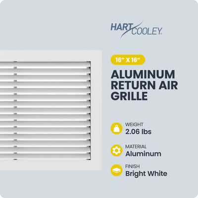 Hart & Cooley Return Air Grille 16” x 16” Aluminum, 45 Degree Fixed Blade, White - VMInnovations