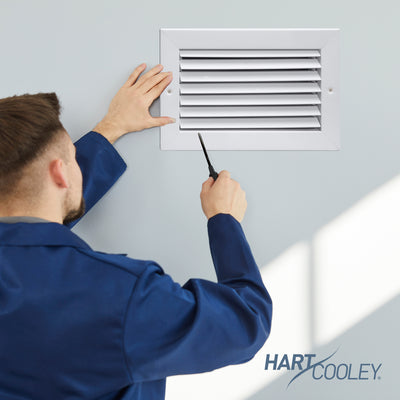 Hart & Cooley 6" X 6" Steel Return Air Grille with Fixed 35 Degree Blade, White - VMInnovations