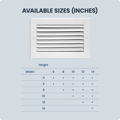 Hart & Cooley 12" X 6" Steel Return Air Grille with Fixed 35 Degree Blade, White - VMInnovations