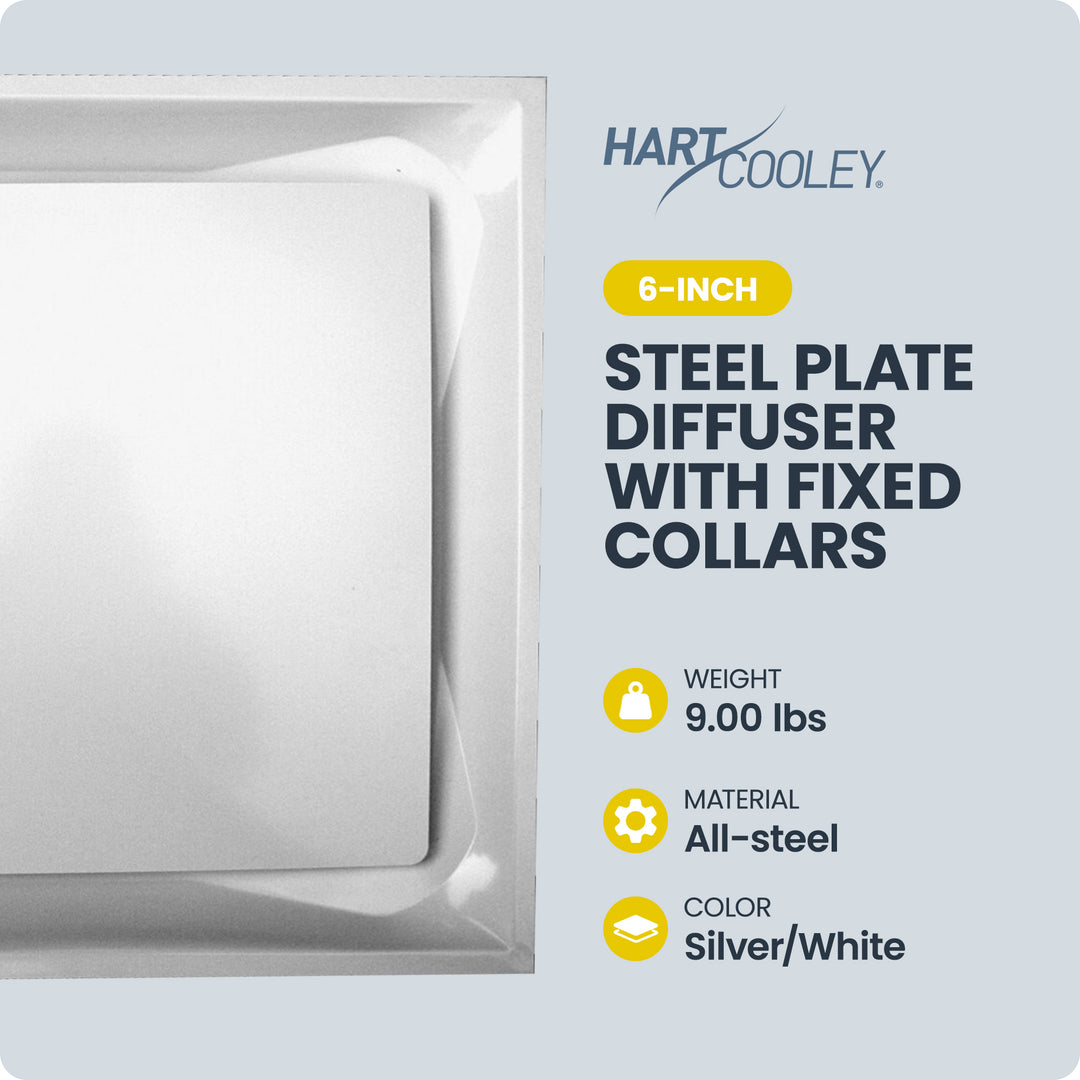 Hart & Cooley 6" Steel Plate Diffuser with Fixed Collars & R6 Molder Insulation