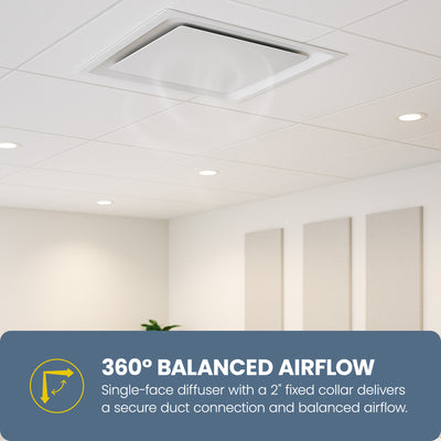 Hart & Cooley 6" Steel Plate Diffuser with Fixed Collars & R6 Molder Insulation - VMInnovations