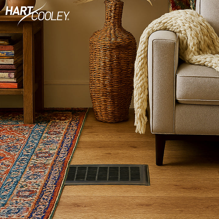 Hart & Cooley 8" x 24" Heavy Duty Steel Floor Grille, HVAC Vent Cover, Brown