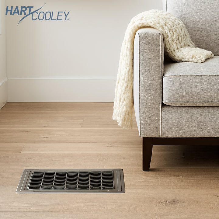 Hart & Cooley 8" x 24" Heavy Duty Steel Floor Grille, HVAC Vent Cover, Brown