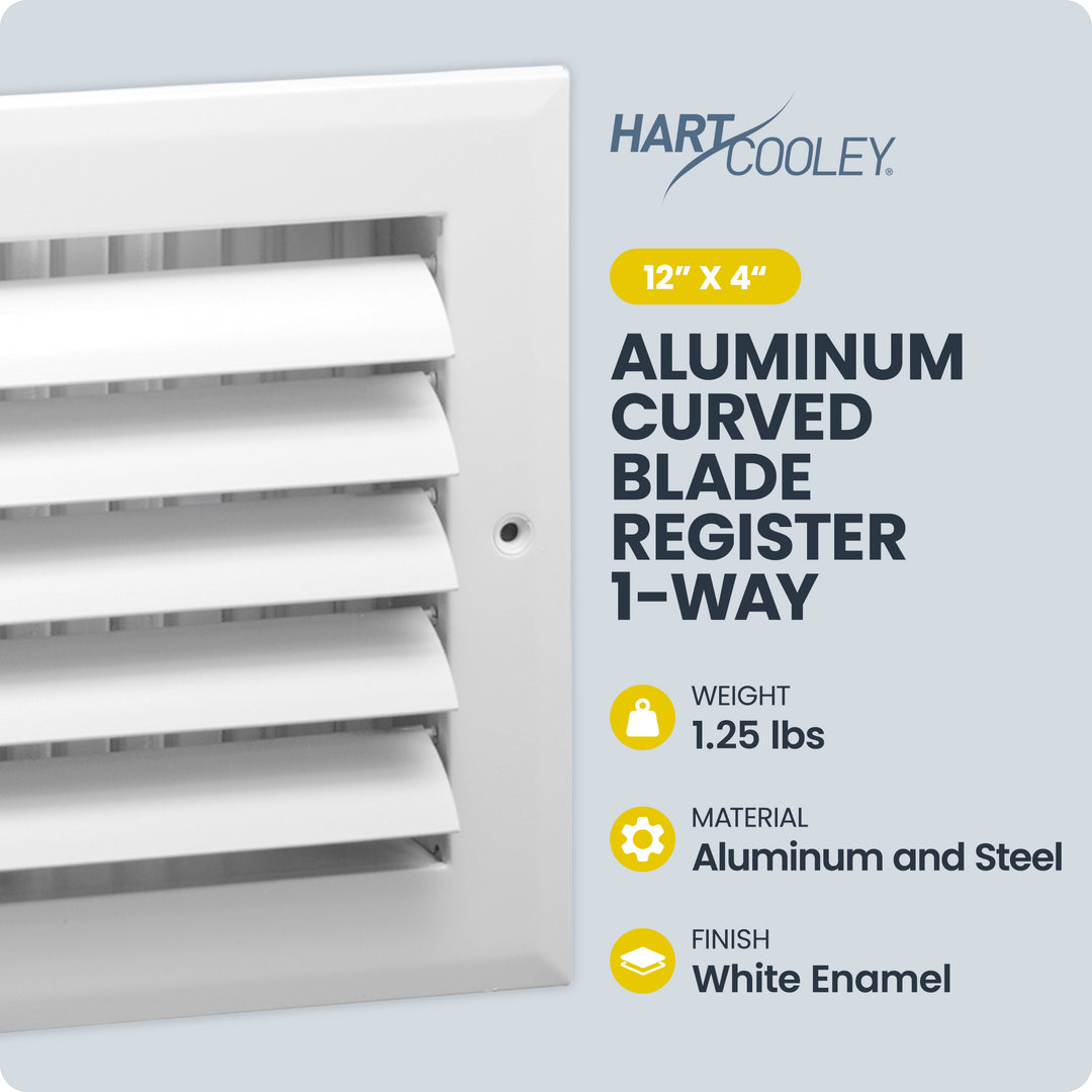Hart & Cooley 12"x4" Aluminum Curved Blade Register Multi-Shutter Damper, 1-Way