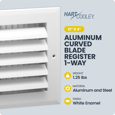 Hart & Cooley 12"x4" Aluminum Curved Blade Register Multi-Shutter Damper, 1-Way - VMInnovations