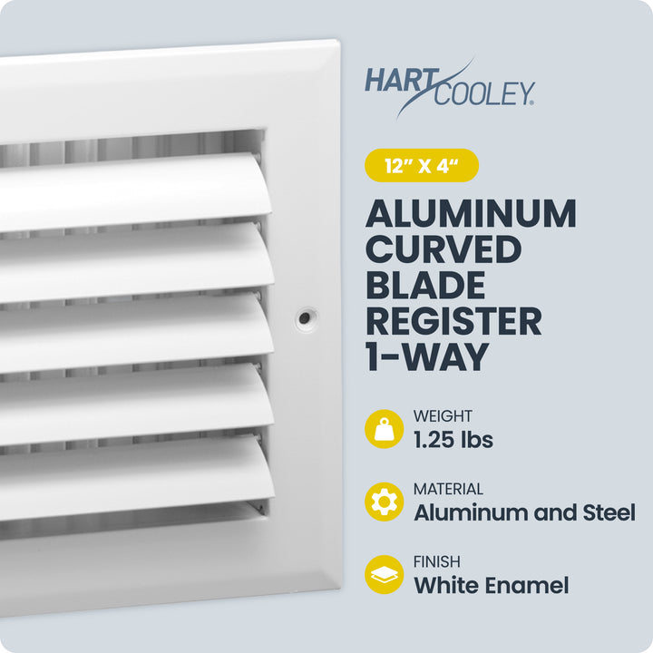 Hart & Cooley 12"x4" Aluminum Curved Blade Register Multi-Shutter Damper, 1-Way