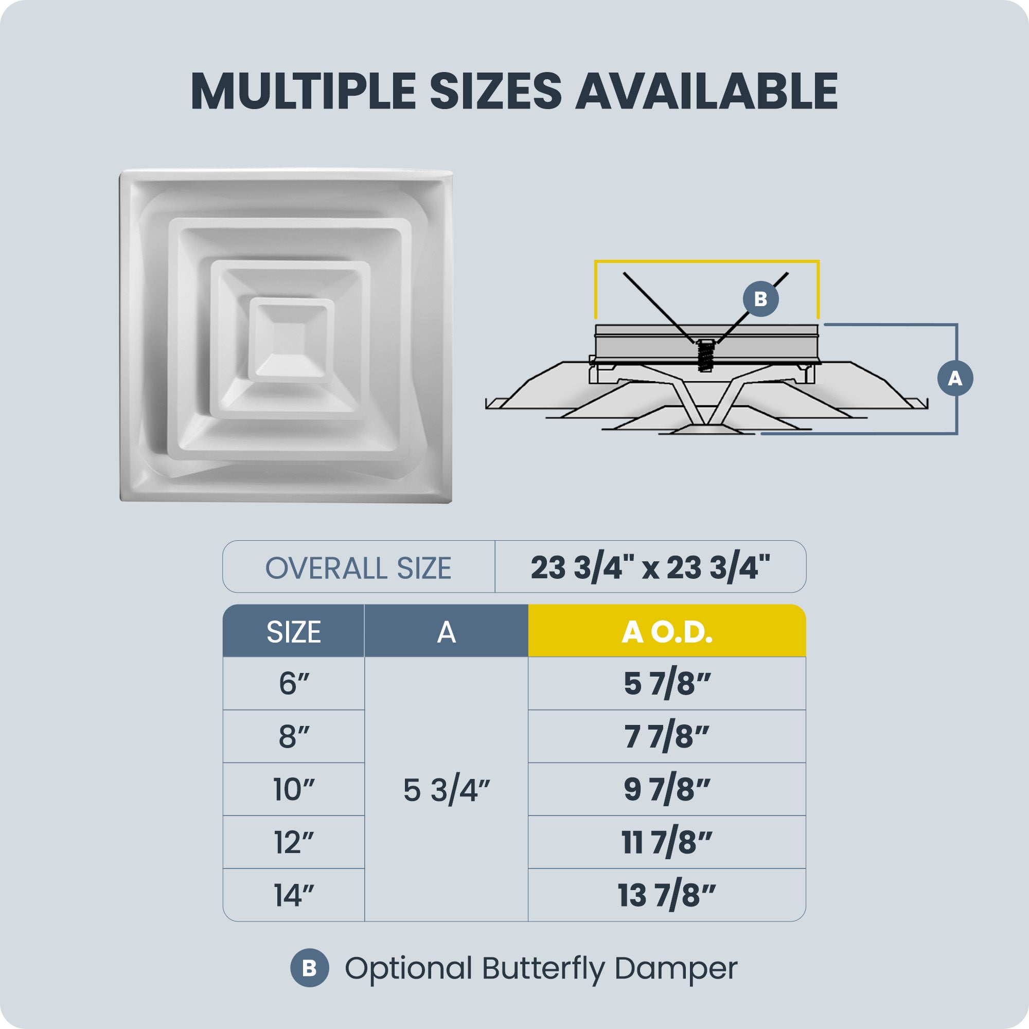 Hart & Cooley Steel 4-Way Diffuse w/3 Cone Design and 8 In Fixed Collar(Open Box - VMInnovations
