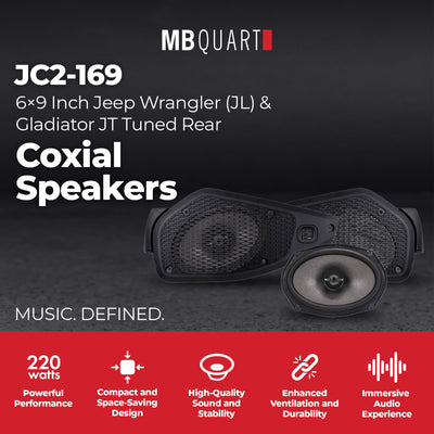 MB Quart 6x9" Tuned Rear Coaxial Speakers Upgrade for Jeep Wrangler/Gladiator - VMInnovations
