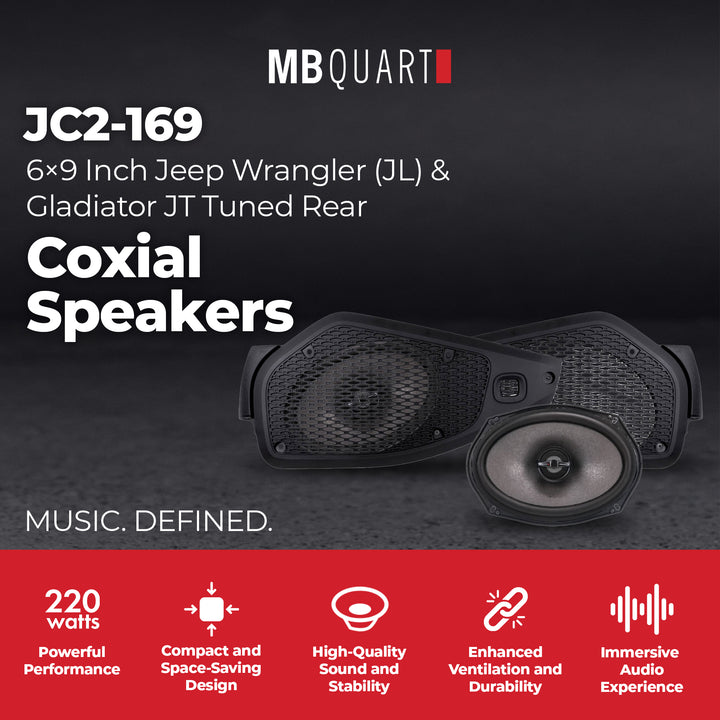 MB Quart 6x9" Tuned Rear Coaxial Speakers Upgrade for Jeep Wrangler/Gladiator