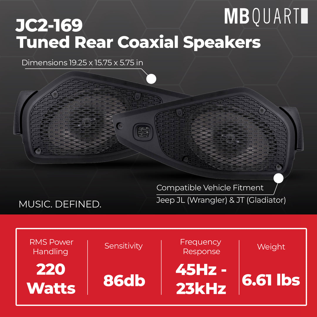 MB Quart 6x9" Tuned Rear Coaxial Speakers Upgrade for Jeep Wrangler/Gladiator