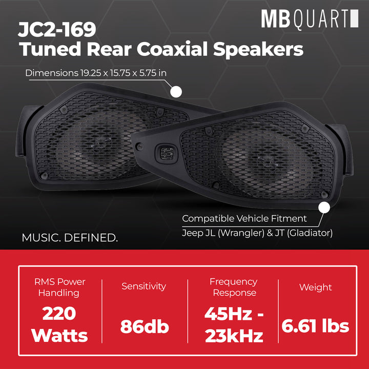 MB Quart 6x9" Tuned Rear Coaxial Speakers Upgrade for Jeep Wrangler/Gladiator