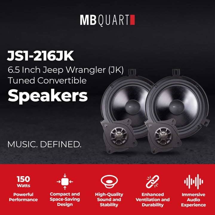 MB Quart Tuned Audio Package 6.5" Convertible Speakers for Jeep Wrangler (07-18)