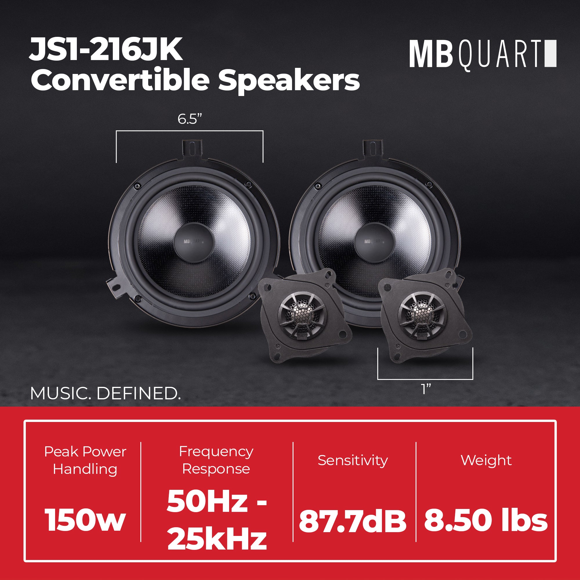 MB Quart Tuned Audio Package 6.5" Convertible Speakers for Jeep Wrangler (07-18) - VMInnovations