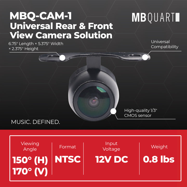 MB Quart MBQ-CAM-1 Auxiliary Camera Kit for Rear View System, Universal Mount