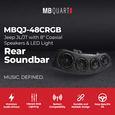 MB Quart MBQJ-48CRGB Jeep JL/JT Rear Soundbar w/ 8" Coaxial Speakers & LED Light - VMInnovations