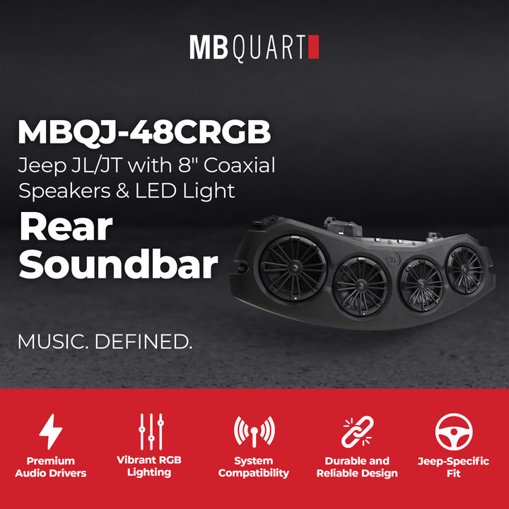 MB Quart MBQJ-48CRGB Jeep JL/JT Rear Soundbar w/ 8" Coaxial Speakers & LED Light