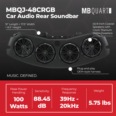 MB Quart MBQJ-48CRGB Jeep JL/JT Rear Soundbar w/ 8" Coaxial Speakers & LED Light - VMInnovations
