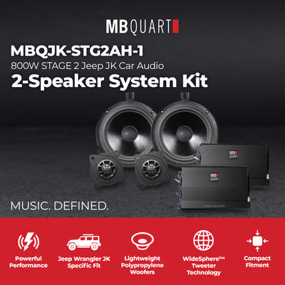 MB Quart MBQJK-STG2AH-1 800W STAGE 2 Jeep JK Car Audio 2-Speaker System Kit - VMInnovations