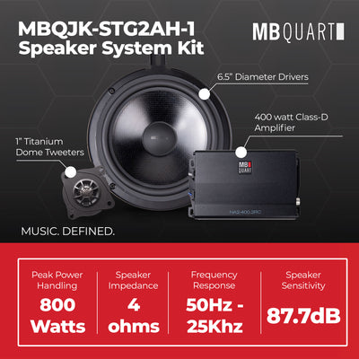 MB Quart MBQJK-STG2AH-1 800W STAGE 2 Jeep JK Car Audio 2-Speaker System Kit - VMInnovations