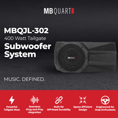 MB Quart MBQJL-302 400W Jeep JL Tailgate Powered Subwoofer Box with Amp and Bass - VMInnovations