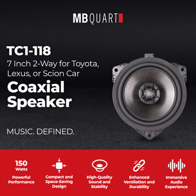MB Quart TC1-118 7-Inch 2-Way Coaxial Speaker System for Toyota/Lexus/Scion Cars - VMInnovations
